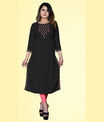 HAYA - Black Rayon Women's Straight Kurti ( Pack of 1 )