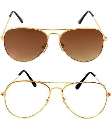 Kanny Devis - Gold Pilot Sunglasses ( Pack of 2 )