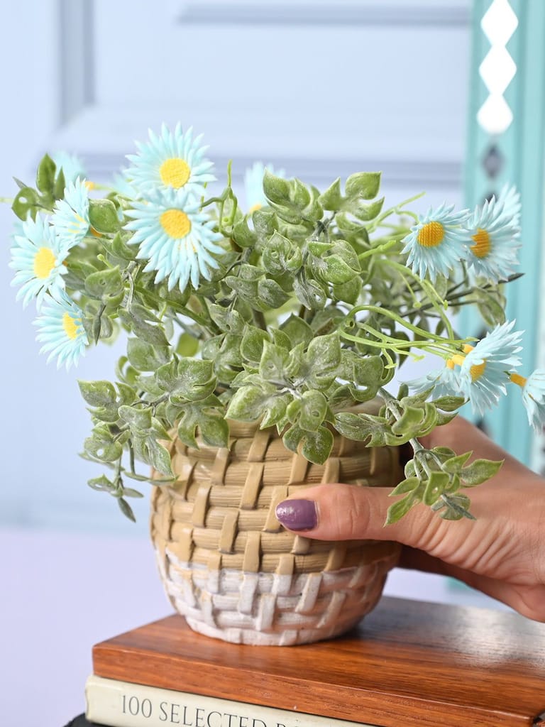 Cozy Charm - Knitted Design Faux Plant with Plastic Pot