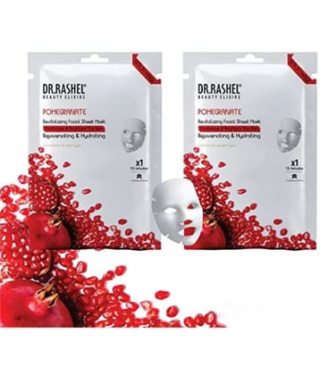 DR.RASHEL Pomegranate Face Sheet Mask With Serum For Women and Men All Skin Types Soft and Healthy Skin Paraben Free Pack Of 2 20 Grams Each