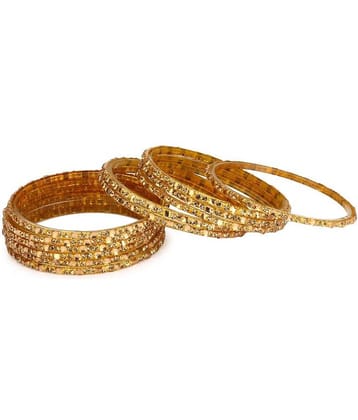 Somil 12 Golden Glass Bangle Party Set Fully Ornamented With Colorful Beads & Crystal With Safety Box-EM_2.2