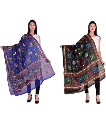 Raj Multicoloured Cotton Kutch Embroidered Dupatta