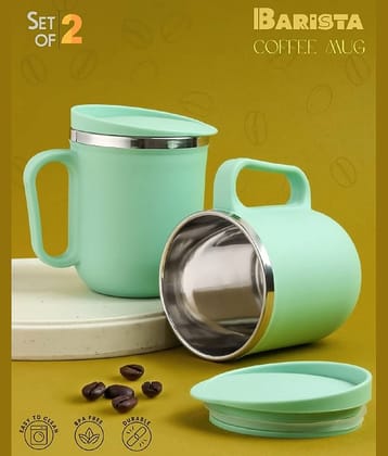 OFFYX Steel Coffee MUG Steel Coffee Mug 300 mL ( Pack of 2 )