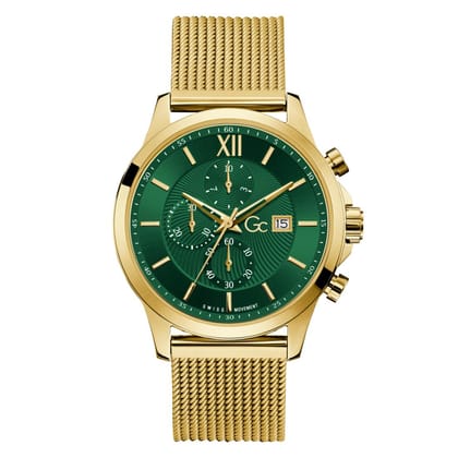 GC Men 44 mm Size Green Dial Quartz Chronograph Watch - Y27013G9MF-Green
