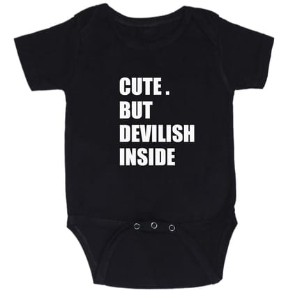 Multicolor Cute But Devilish Inside Cotton Romper For 6 To 12 Months