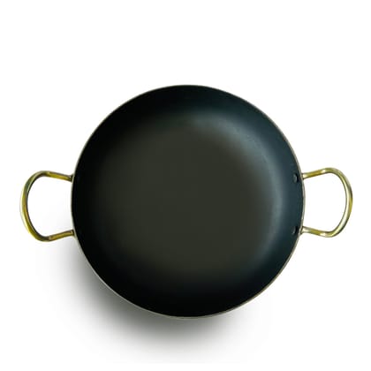 Kichera 100% Pure Iron Kadai with Flat Base | Naturally Non-Stick & Durable | Best for Healthy Cooking-8 inch