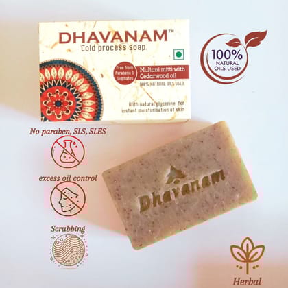 Dhavanam Multani Mitti Detox Soap (Oil Control & Skin Purification) Pack of 3