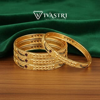 Vivastri Premium Designer Alloy Brass 1 Gram Gold Plated Bangles Kangan Kada for Women Girls- VIVA1070BG2.4 Vivastri Premium Designer Alloy Brass 1 Gram Gold Plated Bangles Kangan Kada for Women Girls- VIVA1070BG2.4