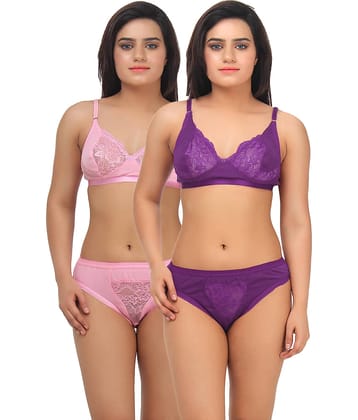 TCG Multi Color Cotton Lycra Bra & Panty Set
