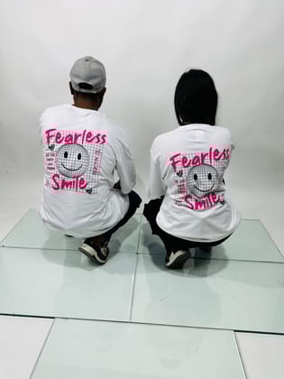 White Printed Oversized T-Shirts-S / Cotton