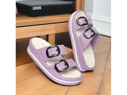 FEEL TIME Flip Flop Slider Slipper for Women - Purple - UK 5
