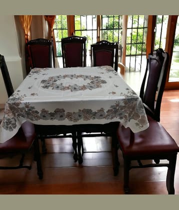 mopak decor Printed Polyester 6 Seater Rectangle Table Cover ( 137 x 91 ) cm Pack of 1 White