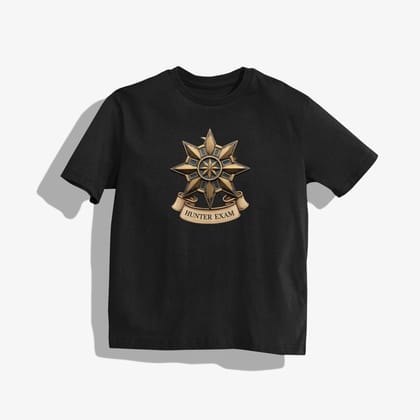 hunter exam T-Shirt - Round Neck Drop Shoulder Graphic Printed Oversized Cotton T-shirt-S / Black