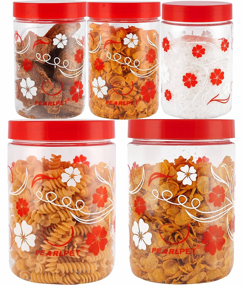 PearlPet - Red Polyproplene Food Container ( Pack of 5 )