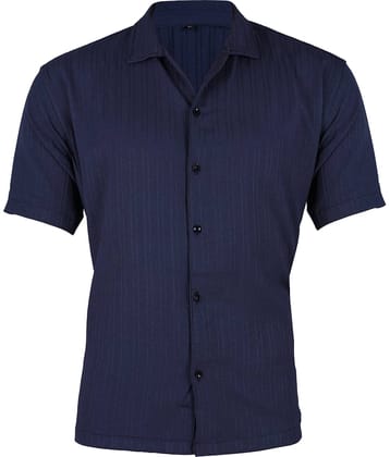 AAPSKA Poly Cotton Regular Fit Self Design Half Sleeves Men's Casual Shirt - Blue ( Pack of 1 )