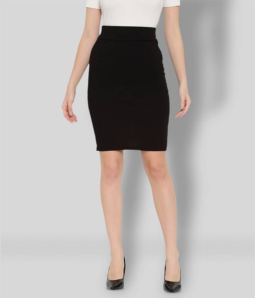 R L F - Black Cotton Blend Women's Straight Skirt ( Pack of 1 )