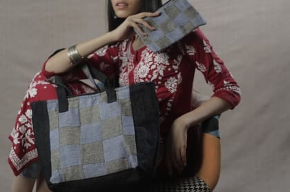 Block Print Canvas Tote