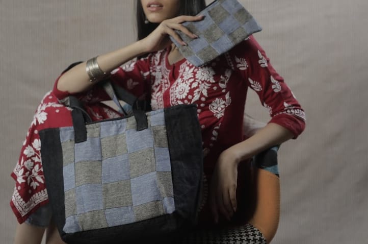 Block Print Canvas Tote