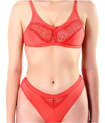 TCG Cotton Lycra Women's Bra & Panty Set ( Pink )