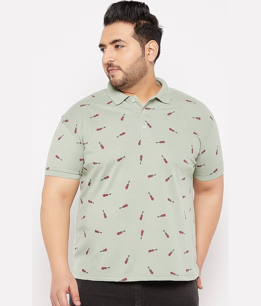 The Million Club Pack of 1 Cotton Blend Regular Fit Printed Half Sleeves Men's Polo T Shirt ( Green )