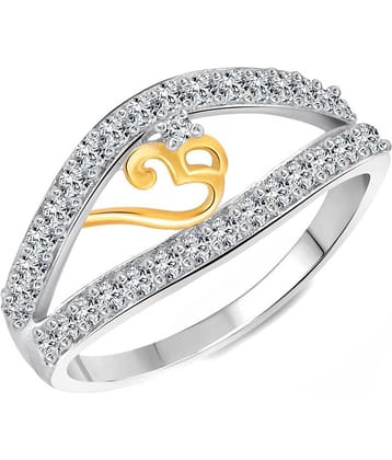 Vighnaharta Trendy Om CZ Rhodium Plated Ring