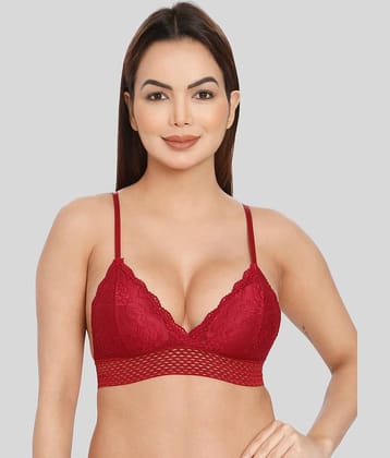 ILRASO Lace Removable Padding Women's Bralette Bra ( Maroon )