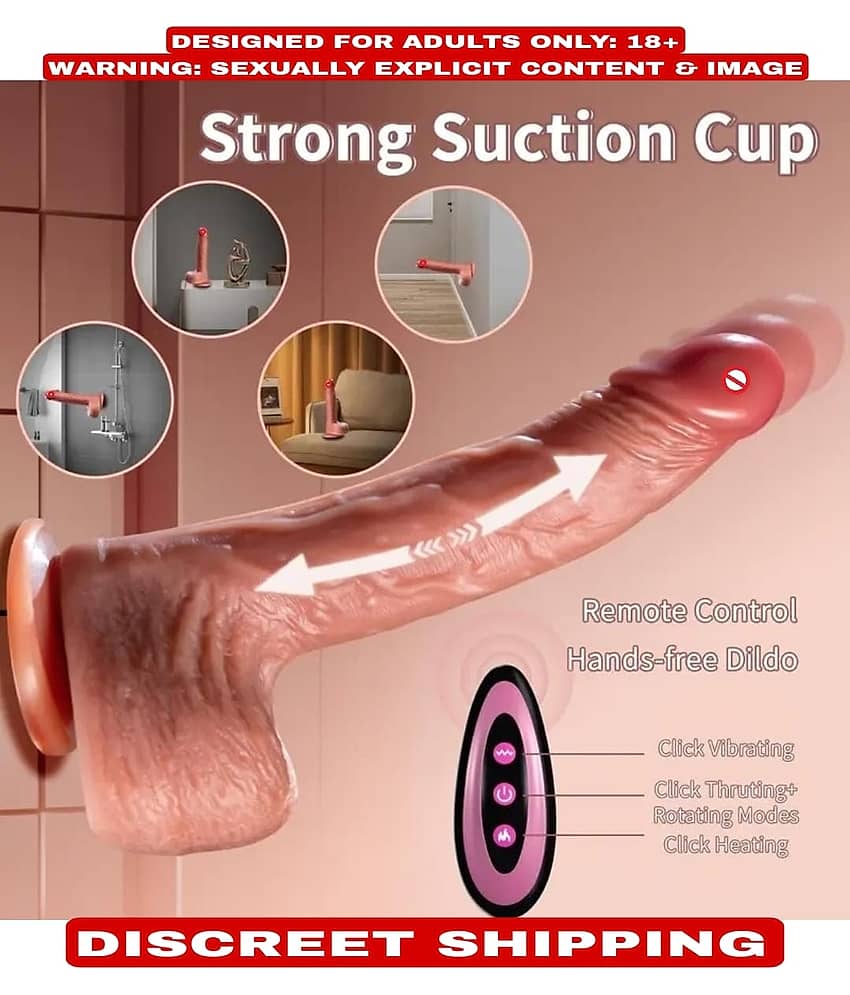 9.5" REALISTIC SILICONE TELESCOPIC SUCTION DILDO WITH HEATING AND REMOTE CONTROL FOR WOMEN BY KAMAHOUSE (LOW PRICE SEX TOYS)