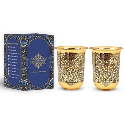 Pure Brass Embossed Design Curved Glass -280 ML-2