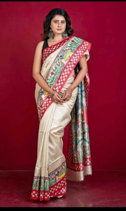 Tasar Madhubani saree