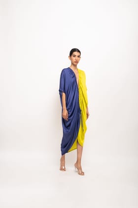 Blue-Neon Rouching Cape-XS
