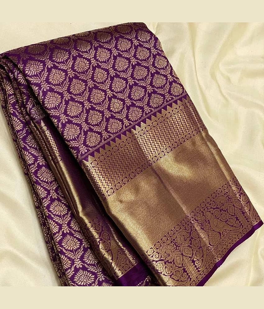 fab woven Art Silk Woven Design Banarasi saree With Unstitched Blouse Piece ( Wine )