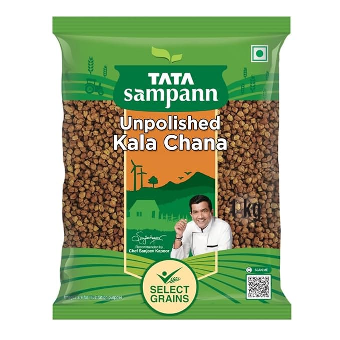 Tata Sampann Unpolished Kala Black/Brown Chana, 1 kg
