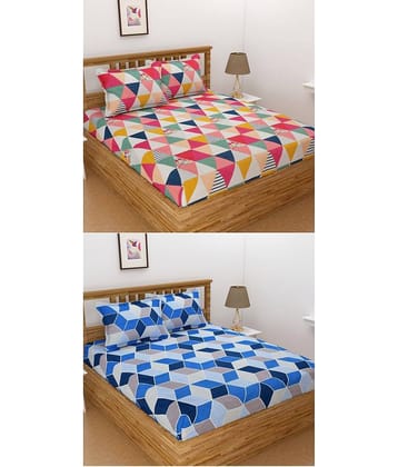 Homefab India Microfibre Double Bedsheet ( Blue )
