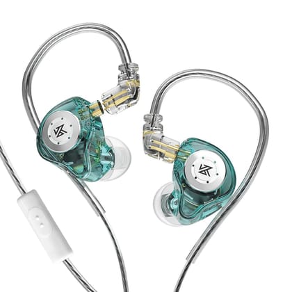Concept Kart KZ EDX Pro IEM Earphone, HiFi Stereo Special Dual Magnetic Circuit Dynamic Driver Resin Inlay Metal Process in-Ear Monitors Earbuds with 5N OFC 2Pin Detachable Cable (Cyan, with Mic) Concept Kart KZ EDX Pro IEM Earphone, HiFi Stereo Special 