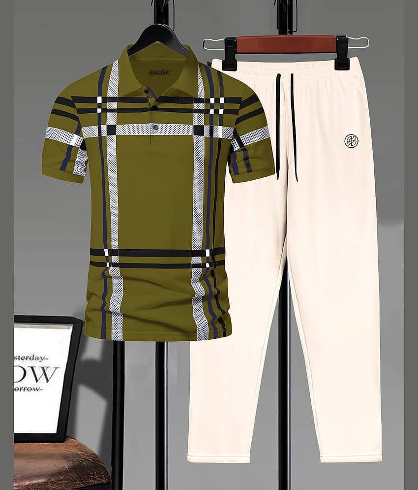 ENITOR Green Cotton Blend Relaxed Fit Men's Tracksuit ( Pack of 1 )