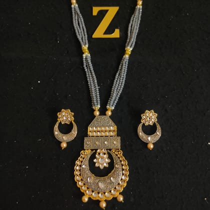 ZEVAR I Traditional Pearl Beaded Long Necklace Set