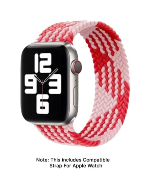Pinku - Artistic Braided Nylon Apple Watch Strap - Pink-Red  44 MM