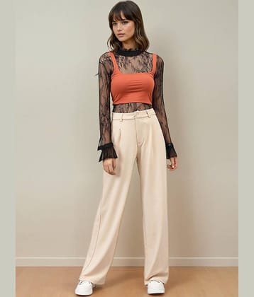 kotty Women Rayon Blend Casual Trousers ( Beige )