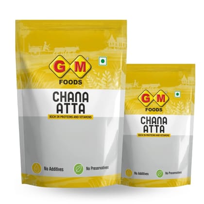 GM Foods Kala Chana Atta 500g (Pack Of 2) | Black Chickpea Flour | Protein & Fiber Rich Traditional Indian Flour for Roti, Chilla, Paratha & Pakora | No Added Preservatives