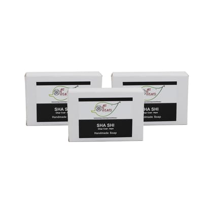 Artnweavess SHA SHI Activated Coconut Charcoal AQUA Handmade Soap NT, 100 gm - Pack of 3