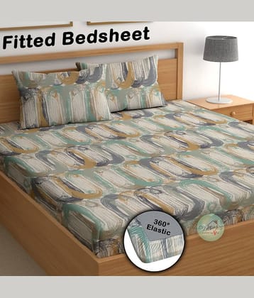 CG HOMES Microfibre 1 Double Fitted Bedsheet with 2 Pillow Covers ( 220 cm x 220 cm ) , Multi