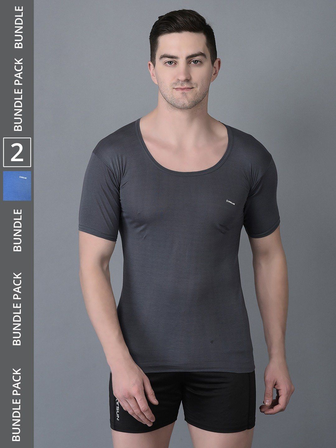 Men's Assorted Pack of 2 Solid Combed Cotton Shrinkless Vest