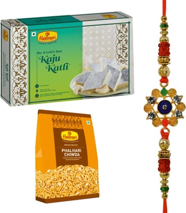 Haldiram's Nagpur Kaju Katli (500 g),Phalhari Chiwda(200 gm) With Premium Rakhi Assorted Gift Box (Multicolor)