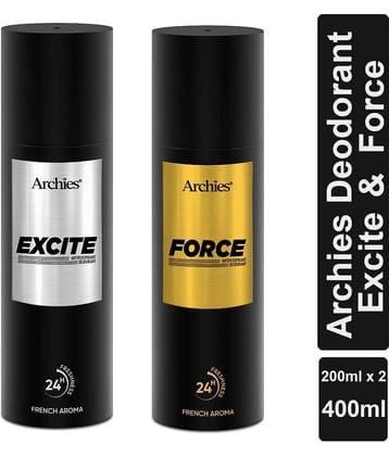 Archies Force and Excite French Aroma Luxury Perfume Body Spray for Men 200 ml ( Pack of 2 )