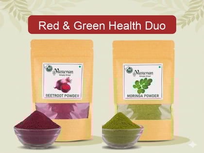 Vasuvan Red & Green Health | Beetroot Powder (200g) + Moringa Powder (200g) Vasuvan Red & Green Health | Beetroot Powder (200g) + Moringa Powder (200g)