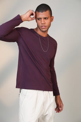 Wine- Full sleeve t-shirt-XXL