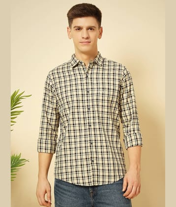 ENSPYR 100% Cotton Regular Fit Checks Full Sleeves Men's Casual Shirt - Beige ( Pack of 1 )