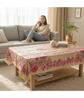 Crosmo Self Design Plastic 4 Seater Rectangle Table Cover ( 152 x 101 ) cm Pack of 1 Gold