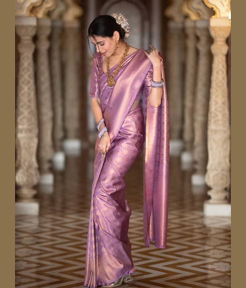 fab woven Art Silk Woven Design Banarasi saree With Unstitched Blouse Piece ( Rani )