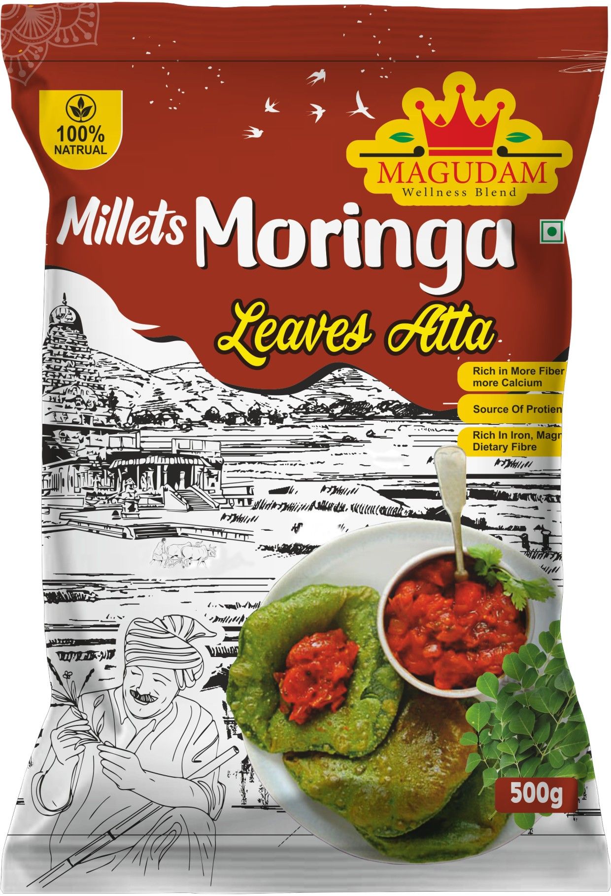 Millets Moringa Leaves Atta 500 G